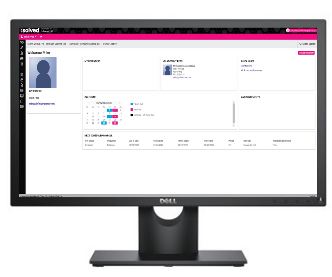 Infinium HR and payroll, powered by isolved